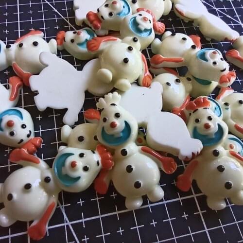 1pcs/lot resin flat back happy snowman 34mm Cabochons Scrapbooking Hair Bow Center DIY Christmas decration C101-3