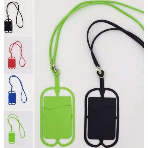 1PC Silicone Lanyar Mobile Phone Holder Protective Cover Wrist Strap Work Card Tag Rope Necklaces Fashion Card Holders