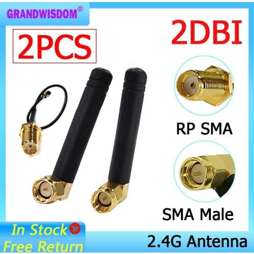 2pcs 2.4Ghz antenna Wifi 2dbi SMA Male connector white 2.4 ghz antena Router Antenna +21cm RP-SMA Male Pigtail Cable