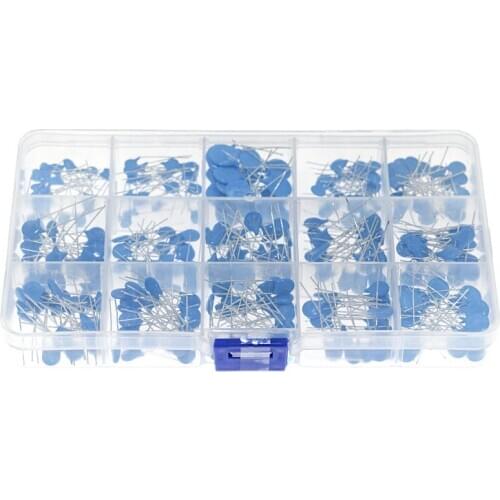 300 pcs 15 specifications 20 pcs each 1KV 2KV 3KV Ceramic Dielectric Disc High Voltage Ceramic Capacitor Boxed