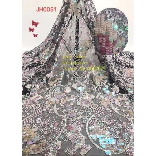 5yards/bag Mixed color fluorescent effect sequin embroidery romantic style French fabric for wedding dress fashion RF78