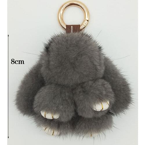 8cm Cute Real Mink Key Chains Mini Rabbit Key Ring 100% Natural Mink Fur Handbag Pendant New Design Key Chain Accessories