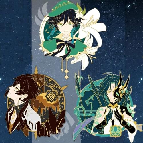 Anime Genshin Impact Brooch Cosplay Prop Barbatos Morax Xiao Accessories Pin