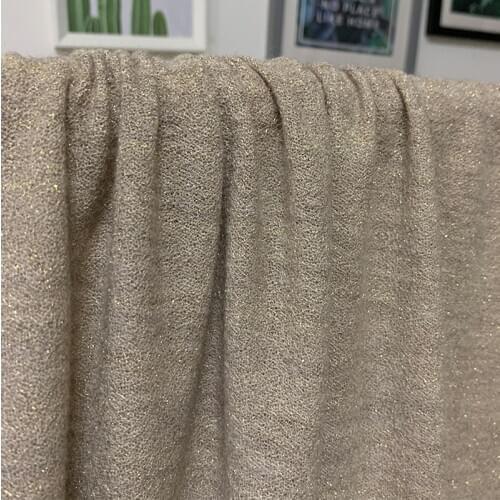 White waxberry 155cm 270g/m Light camel golden silk knitted wool fabrics clothes Garment sewing materials Free shipping