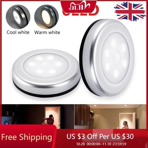 Motion Sensor Night Lights Bedroom Decor Lamp 6LED Kitchen Wireless Cabinet Light Staircase Closet Room Aisle Lighting Wall Lamp