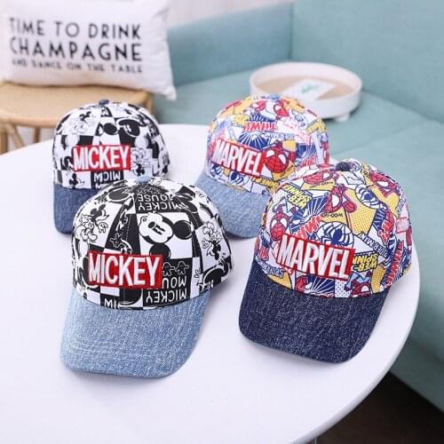 Childrens hats spring and autumn new boys cartoon cowboy caps Europe and America Spiderman Mickey baseball cap