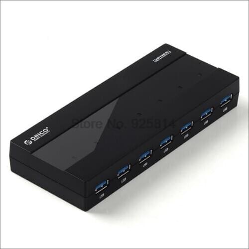 By dhl or ems 10 pieces H727RK-U3-BK ABS 7 Ports 3.0 USB HUB with 12V Power Adapter-US Plug available