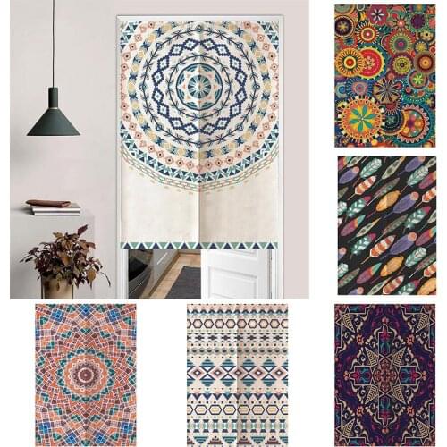 Exotic Colored Cotton Linen Door Curtain National Style Porch Partition Kitchen Curtain Bathroom Hanging Half Panel Curtain