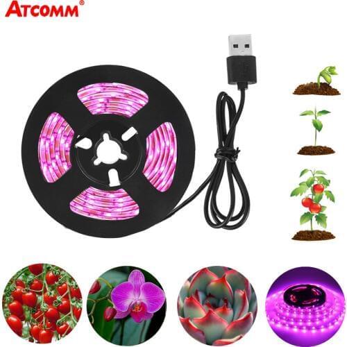 1M 2M 3M LED Grow Lights USB 5V 12V LED Phyto Growing Lamp Full Spectrum LED Strip Light Fitolampy For Plants Grow Tent Flower
