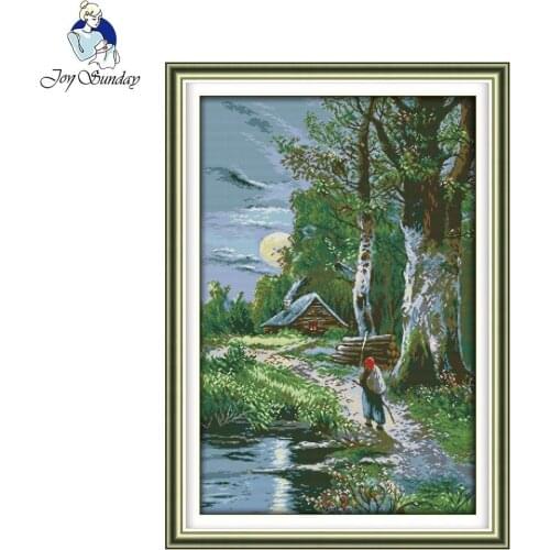 Joy Sunday scenic style Sunset cross stitch Christmas stocking kits make a embroidery painting for house ornament