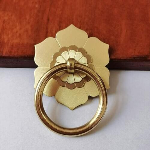 Chinese Cabinet Knobs Vintage Brass Drawer Handles Circle Wardrobe Rings Wood Case Handle Retro Furniture Handle