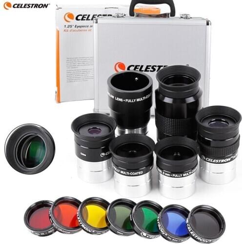 Celestron Set 6/8/13/17/32mm Plossl Eyepiece 2x Barlow Len Planet Moon Filter Astronomy Telescope Accessory Kit By Aluminium Box