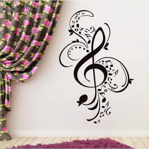 Creative Removable Music Wall Sticker Treble Clef Pattern Wall Decal Beautiful Design Home Decor Music School Logo Mural SY356