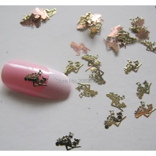MS187-2 100pcs Gold Cute Fairy Metal Sticker Nail Art Metal Sticker Nail Art Decoration Non-adhesive Sticker