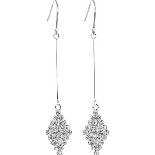 Fashion Simple Geometric crystal Super Flash Rhinestone Earrings Female Long Temperament Was Thin Long Ear Jewelry