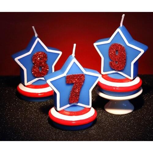 Happy Birthday Candle Toppers Boy Girl Party Decorations Blue Star Pink Candles Creativity Number 0-9 Childrens Baking Supplies