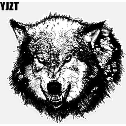 YJZT 16CM*15.3CM Hungry Wolf Bray Personality Car Window Sticker Decal 5-0914