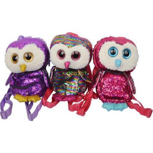 New sequined owl backpack for Christmas presents - sequined zero purse candy bag