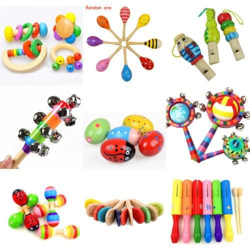About 5*7cm Montessori Educational Wooden toy Rattles Musical Instrument Wooden Sensory Mathematics Jigsaw Toy Development Toys