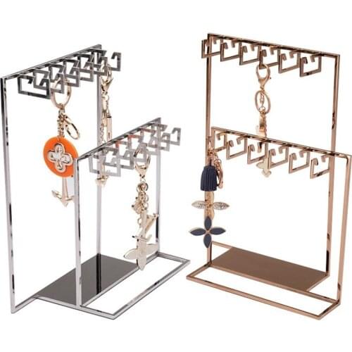 Jewelry Rack Earrings Display Necklace Hanging Hook Stand Gold Silvery Stainless Steel Display Rack Metal Earring Storage Stand