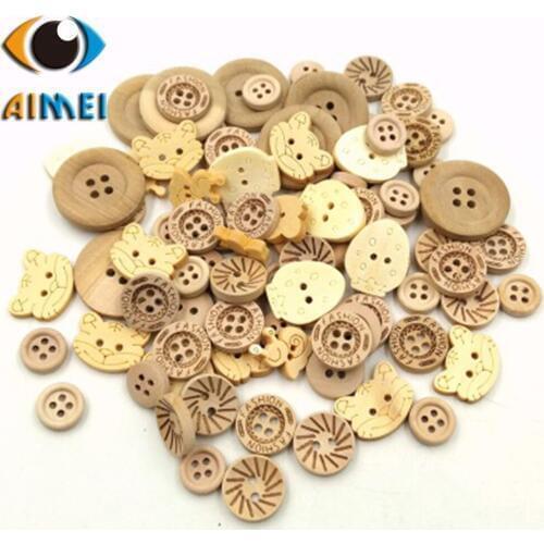 Wholesale Spot 18MM Variety Of Beautiful Flowers Cartoon Childrens Wooden Buttons DIY Childrens Clothing Decorative Buttons