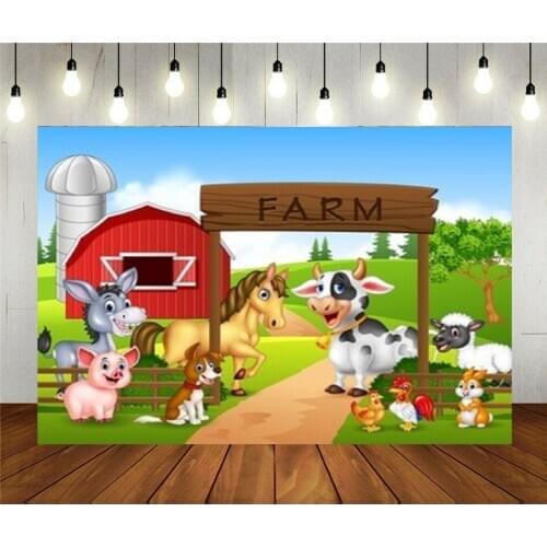 Nitree Photo Studio Props Photography Backdrop Farm with Animals Vinyl Background Kids Birthday Party Decoration