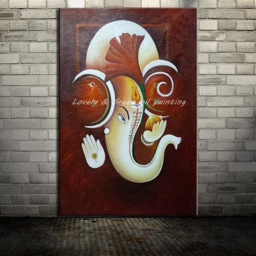 Hand Painted Canvas Painting Arts Poster Hand Made Indian Elephant Animal Oil Paintings Wall Pictures For Living Room Home Decor