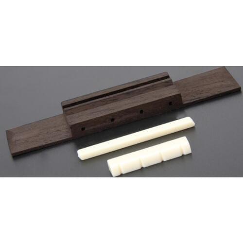 Ivory ABS Nut and Saddle Slotted + 110mm Rosewood Bridge for Ukulele Parts Replaceable High Quality Musical Accessories