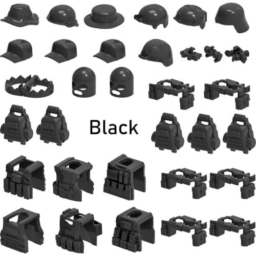 3 Colors DIY WW2 Military Accessories Weapon Helmet Cap Compatible Figure Weapon Army Soldier Building Block Brick Toy B100