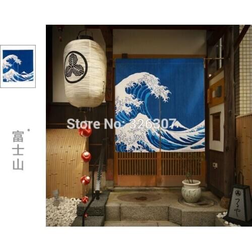 Taiwan Japan style Chinese sea wave cloth curtain home act portiere hangings 85x90cm 85x120cm Door half curtain