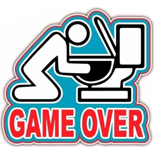 Creative 13cm x 11.6cm For Game Over Throwing Up Drunk Drinking Fine Decal Graffiti Car Stickers Vinyl Car Wrap Pull Flower