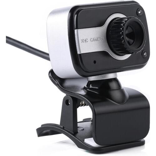 USB Webcam Web Cam with Microphone Computer Webcam Desktop PC Drive-free Clip Camera with 2 LED Lights for Night Vision