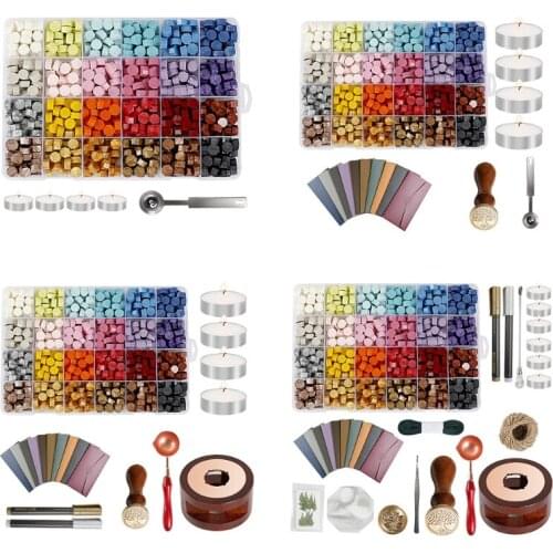 Vintage Octagonal Sealing Wax Tablet Set with Spoon Seal Stamp for DIY Scrapbook 449E