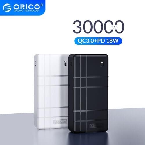 ORICO 20000 mAh 30000mAh 18W Power Bank USB C PD3.0 QC3.0 Fast Charge Powerbank For Cellular Phone Quick Charge Battery