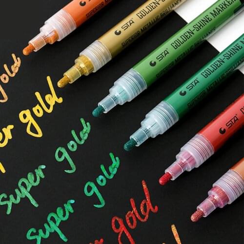 High Capacity Glitter Metallic Marker Pens Colored Shine Acrylic Water-Based Marker Pen Gundam Coloring Pen Metallic Paint Pen