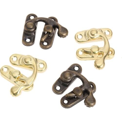 12pcs Vintage Hasps Decorative Jewelry Gift Wine Wooden Box Hasp Antique Suitcase Latch Hook With Screws 28x28mm