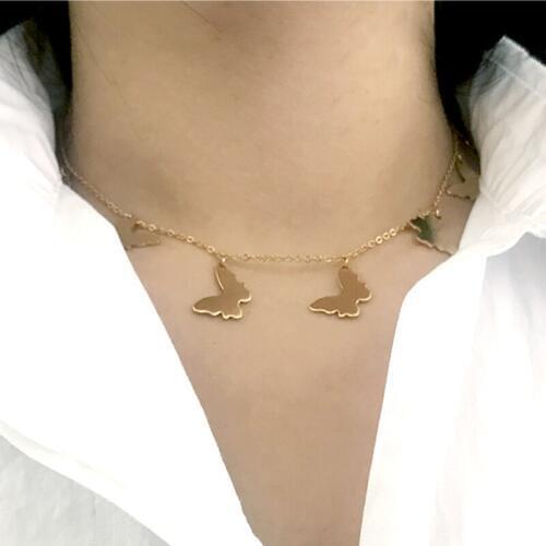 Gold silver color butterfly anchor Tassels necklack for Women Stainless Steel Non-fading Necklace Neck Chains Choker Jewellery