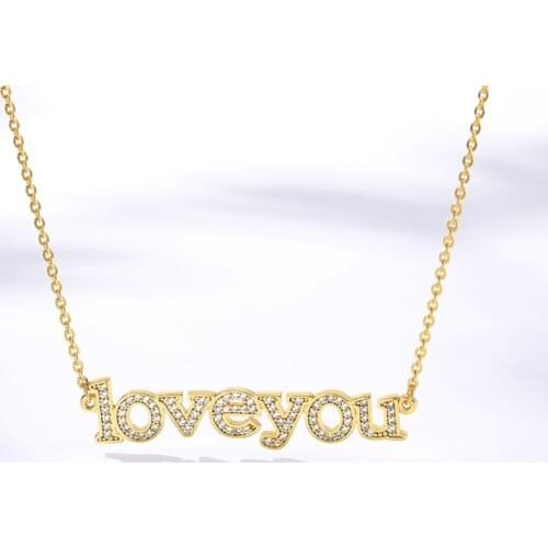 2021 Engagement Ketting Crystal Brief I LOVE YOU Kettingen Hangers Voor Vrouwen Bruiloft Sieraden Vriendin Geschenken Jewelry
