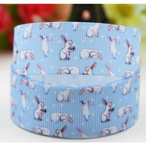 22mm 25mm 38mm 75mm Ruban satin Easter Rabbit Cartoon Character printed Grosgrain Ribbon party decoration 10 Yards X-01668