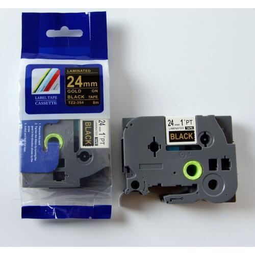 3PK high quality Compatible Brother label printer 24mm TZe354 TZe-354 TZ354 tze tape Gold on black for p touch printer Free ship