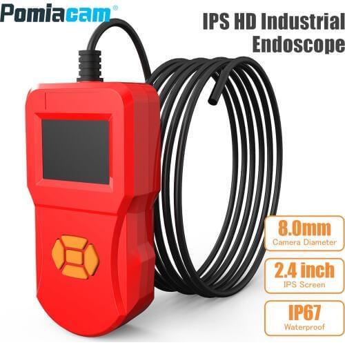 5M Industrial Endoscope Handheld Borescope 2.4inch Camera Monitor Video Inspection Camera Endoscope 8mm with DVR