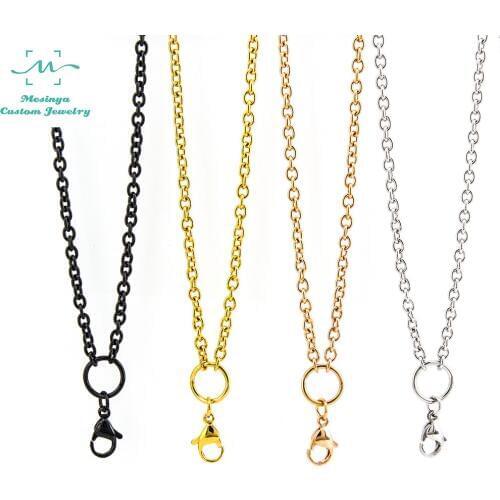 Mesinya 316L Stainless steel 0.8mm wire 3.0mm width flat oval cable chain necklace 4 colors