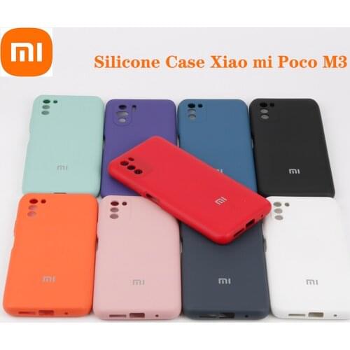 For 100% Original Xiaomi poco M3 Case Soft Back Cover Liquid Silicone Phone Protector Case Xiaomi POCO M3 Fundas POCO M3