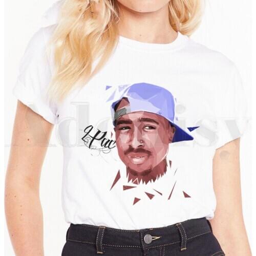 2Pac Tupac Amaru Shakur Makaveli Rapper Swag T Shirts Womens T-shirt Short Sleeve Female Tops Tees Harajuku Vogue Vintage