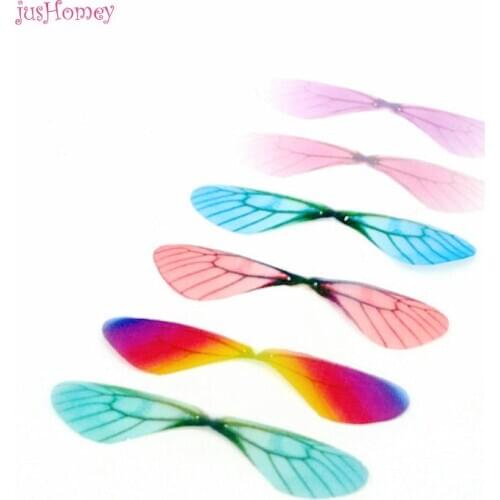 100PCS Gradient Organza Fabric Dragonfly wings Appliques 85mm Translucent Chiffon wings for Party Decor, Doll Embellishment