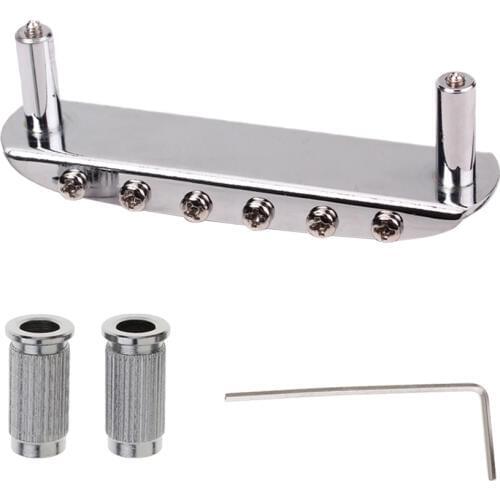 Chrome Bridge Assembly Set With Screws A Mini L Shaped Wrench for Jazzmaster Mustang Style Guitar Parts Instrument Accessories