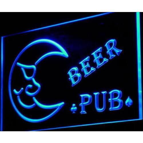I866 Moon Beer Pub Traditional Decor Neon Light Bar Light Signs On/Off Swtich 20+ Colors 5 Sizes