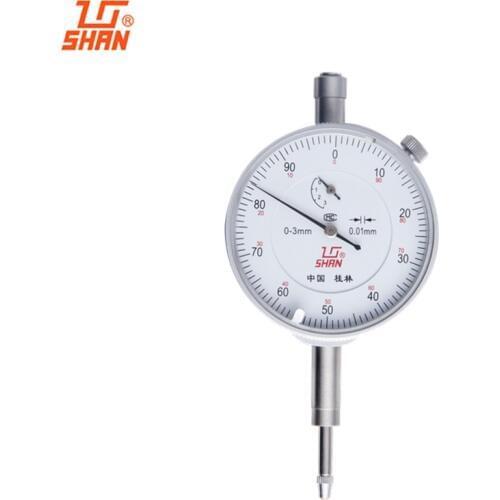 SHAN Dial Indicator 0-3mm/0.01mm Dial Test Indicators Shockproof Micrometer Caliper Dial Gauge Measure Tools