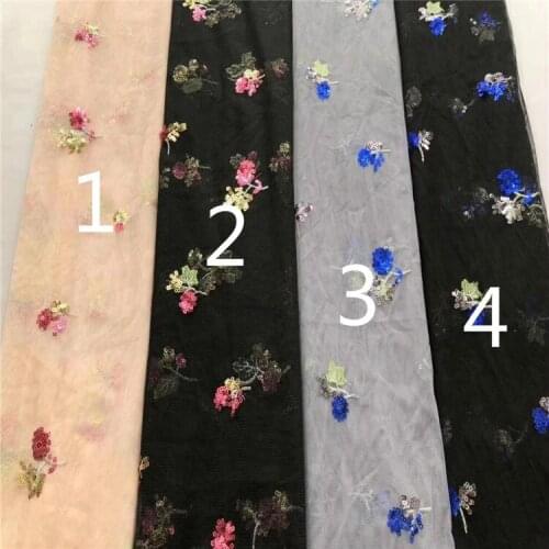 Mesh Bottom Sequined Flower Embroidery Lining Womens and Childrens Clothing Skirt Wedding Dress Embroidery Fabrics