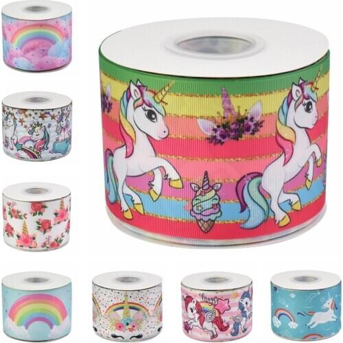3 inch 75mm heat transfer unicorn rainbow grosgrain ribbon welcome custom printed wholesale
